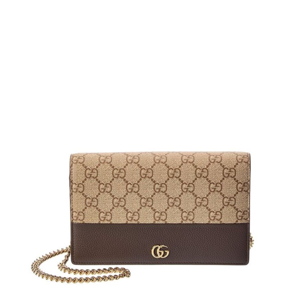 Gucci Gg Marmont Gg Supreme Canvas & Leather Chain Wallet